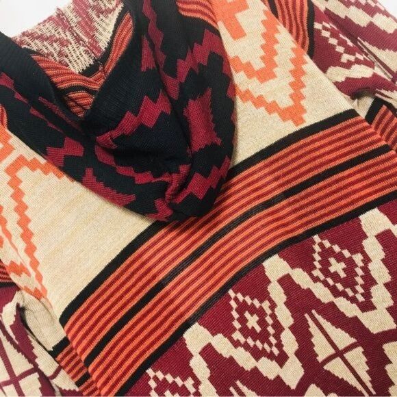 SAY WHAT? Boho Knit Hooded Open Front Southwestern Cardigan XS Tan Multi - Picture 8 of 10